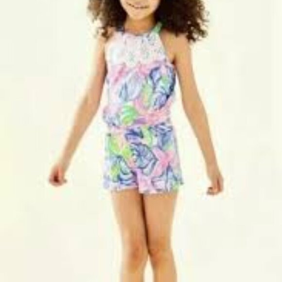 LILLY PULITZER Girls Kids Havana Cocktail Mini Pearl Romper Size XL 12 14 - Picture 1 of 16
